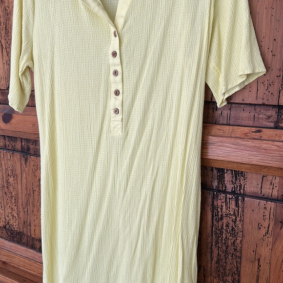 Free People Something Casual Mini Dress Yellow Beach Button Down Short Sleeve - Picture 7 of 10